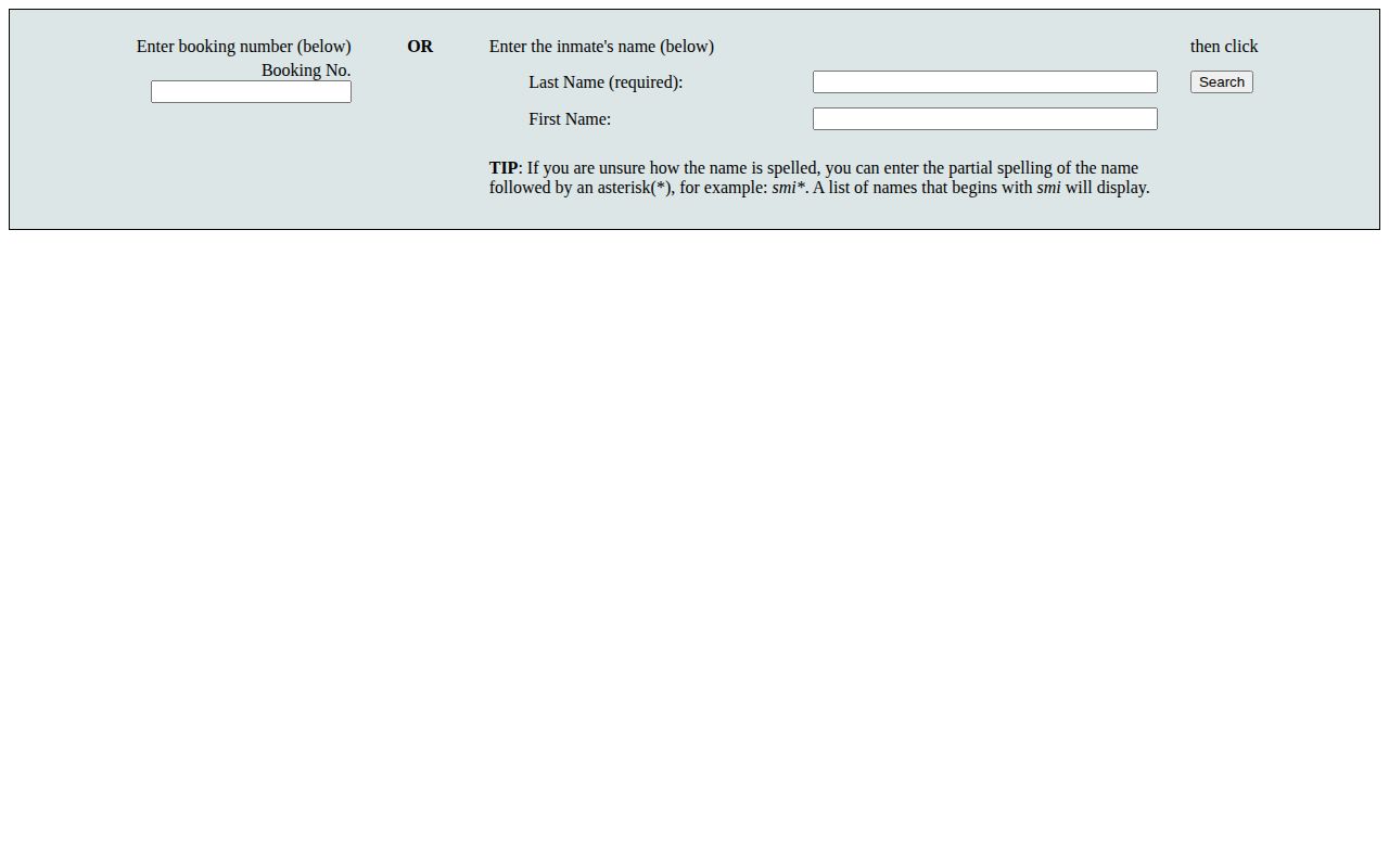 Fresno County incarcerated person search by booking number or name