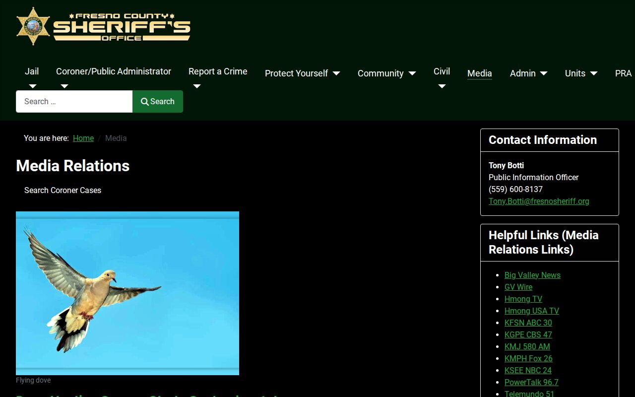 Fresno County Sheriff media relations archive