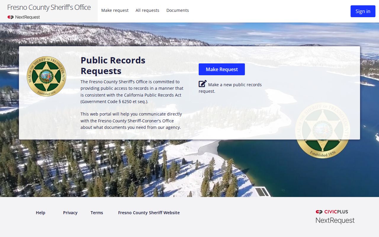 Fresno County Sheriff public records request portal
