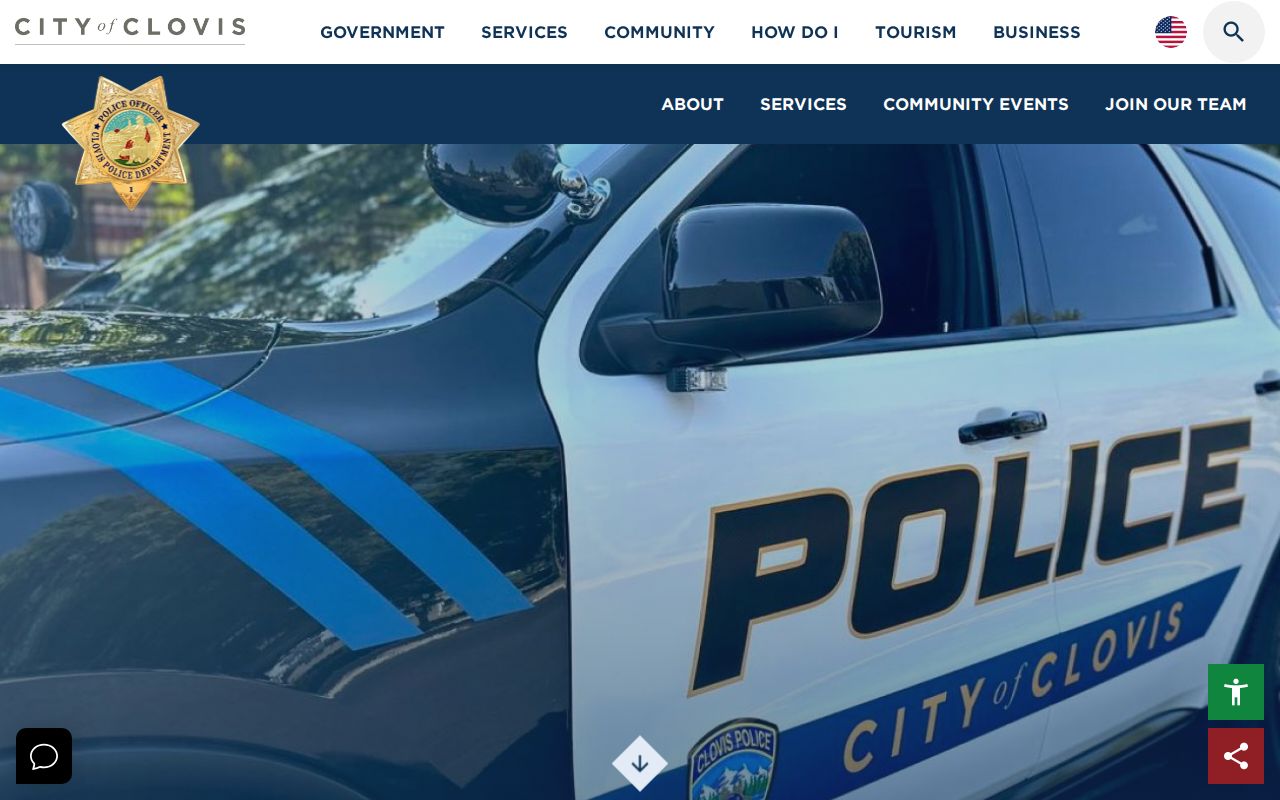 Official Clovis Police Department services webpage with police information links